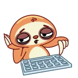 👨💻 ленивец, компьютер, клавиатура, сонный, мультфильм, животное, смешной telegram sticker
