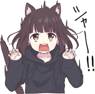 😠 シャー Animé, Chat, Oreilles, En colère, Mignon, Fille whatsapp sticker