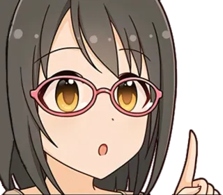 😮 Anime, Chica, Gafas, Señalando, Dibujos animados telegram sticker