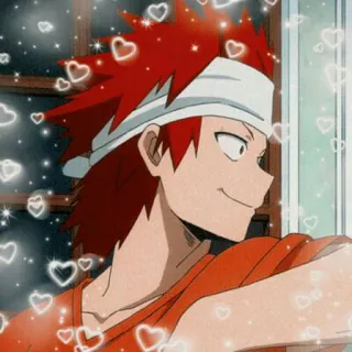 🥀 Eijiro Kirishima My Hero Academia Anime, Kirishima, Eijiro, My Hero Academia, Coeurs, Dessin animé, Personnage telegram sticker