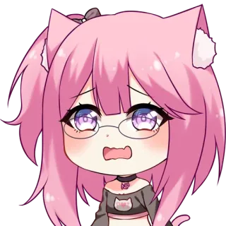 😭 NP Anime, Kawaii, Schattig, Katmeisje, Sticker telegram sticker