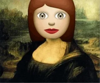😍 Mona Lisa emoji, arte, pintura, mona lisa, parodia whatsapp sticker