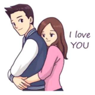 ❤️ I love YOU love, couple, romance, affection, cartoon, greeting, hug telegram sticker