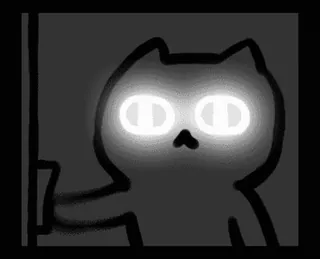 🌟 кот, светящиеся глаза, темный, дверь, жуткий, страшный, животное, мультфильм telegram sticker