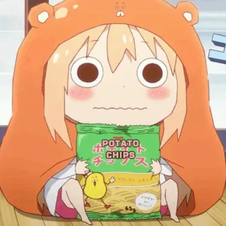 🍫 ポテトチップス Anime, Personaje, Comida, Papas fritas, Aperitivo, Lindo telegram sticker