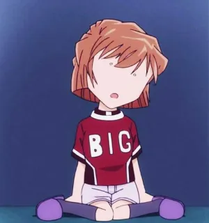 😥 BIG anime, postać, dziewczyna, kreskówka, siedzi telegram sticker