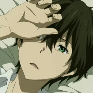 🎐 anime, boy, lying down, character telegram sticker