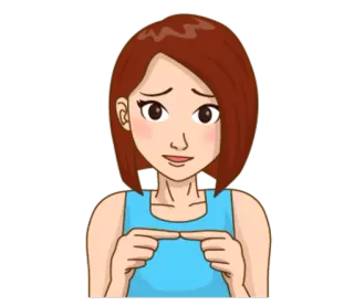 ☺️ femme, dessin animé, personnage, doigt pointé, incertain, nerveux telegram sticker