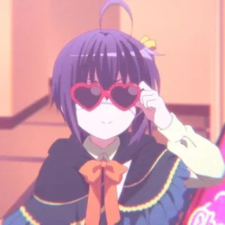 🦋 Anime, Fofo, Kawaii, Óculos, Óculos de coração, Garota telegram sticker