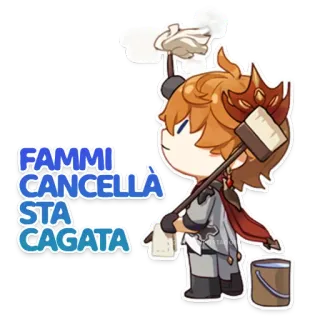 😠 FAMMI CANCELLA STA CAGATA charakter, cartoon, reinigung, chibi, beleidigend, italienisch telegram sticker