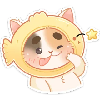 🤪 gato, pegatina, lindo, animal, mascota, amarillo, sombrero whatsapp sticker