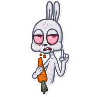 👆 ウサギ, バニー, ハイ, ニンジン, 漫画, 動物 telegram sticker