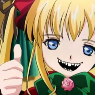 🍙 Anime, Personagem, Polegar para cima, Assustador, Terror telegram sticker