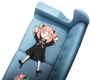 😪 Anya Forger Spy x Family Anime, Bambino/a, Sdraiato/a, Capelli rosa, Esper whatsapp sticker