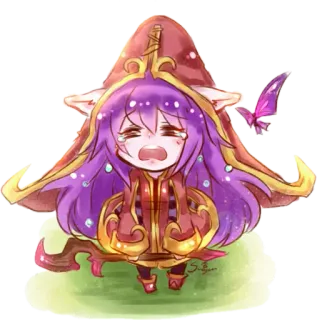 😭 Lulu League of Legends Видеоигра, Чиби, Персонаж, Плачет, Лулу telegram sticker