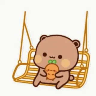🙂 ours, mignon, balançoire, dessin animé, kawaii, Peach et Goma telegram sticker
