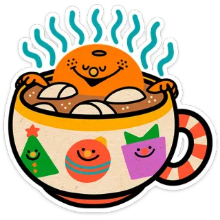 ☕️ oranye, cokelat panas, liburan, musim dingin, cangkir, imut, kartun telegram sticker