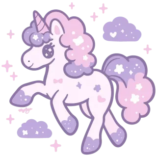 🦄 unicorn, cute, kawaii, stars, pastel, magical, fantasy telegram sticker