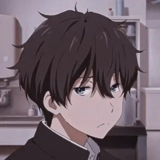 😐 Chico anime, Retrato, Dibujo animado, Ilustración telegram sticker