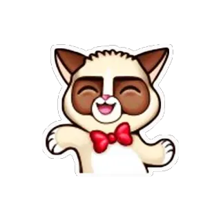 🕺 漫画, 猫, 動物, 可愛い, ステッカー, 幸せ, 蝶ネクタイ, 哺乳類 telegram sticker