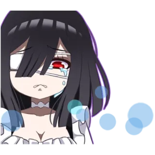 😢 ragazza anime, piangendo, triste, monocolo, benda, lacrimoso, gotico telegram sticker