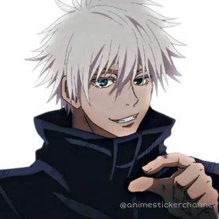 😁 Gojo Satoru Jujutsu Kaisen @animestickerchannel Anime, Manga, Gojo Satoru, Jujutsu Kaisen, Cheveux blancs, Sticker telegram sticker