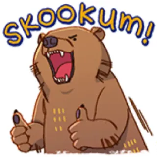 😃 skookum! orso, cartone animato, animale, Skookum, pollice in su, positivo telegram sticker
