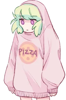 😰 PIZZA pizza, hoodie, cute, kawaii, food, girl, oversized, clothing telegram sticker