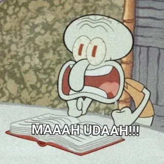 🌟 Squidward Tentacles SpongeBob SquarePants MAAAH UDAAAH!!! spongebob, calamardo, dessin animé, mème, en colère, exaspéré, nickelodeon whatsapp sticker