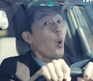 😮 person, driving, car, funny face, expression telegram sticker