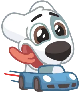 🚗 chien, dessin animé, véhicule, animal, mignon, animal de compagnie, voiture whatsapp sticker