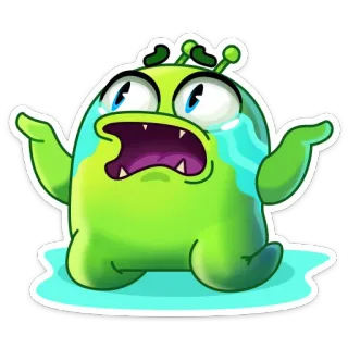😭 Dibujo animado, Monstruo, Triste, Llorando, Verde, Lindo, Emoji telegram sticker