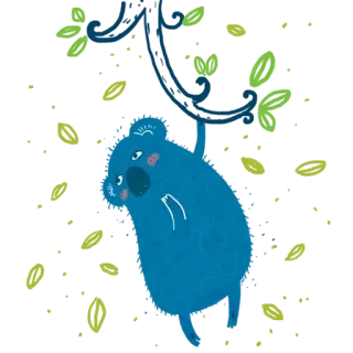 😙 koala, tree, leaves, cute, animal, nature, sticker telegram sticker