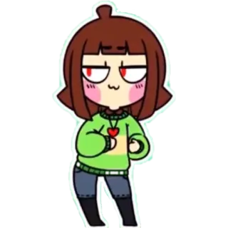 😏 Chara Undertale game, chibi, creepy, undertal, anime telegram sticker