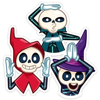 💃 scheletro, halloween, spaventoso, cartoni animati, divertente telegram sticker