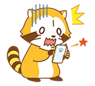 🤷 tanuki, cane procione, scioccato, telefono, animale, cartone animato, adesivo telegram sticker