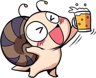 😆 dibujo animado, personaje, cerveza, bebiendo, feliz, animación whatsapp sticker