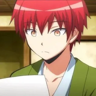 🌪 Karma Akabane Assassination Classroom anime, red hair, school, student, character telegram sticker