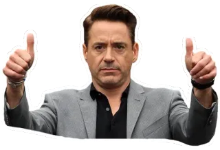 👍 Robert Downey Jr. actor, thumbs up, suit, man, happy telegram sticker