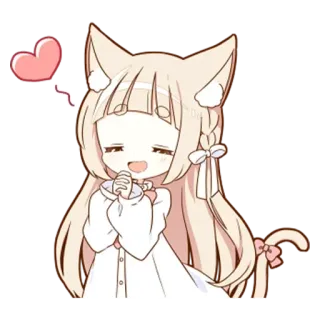 😝 anime, catgirl, kawaii, cute, chibi, heart telegram sticker