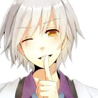 😄 Аниме, Манга, Парень, Подмигивание, Палец к губам, Тсс, Секрет telegram sticker