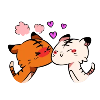 🐯 호랑이, 사랑, 귀여운, 동물, 하트, 만화 telegram sticker