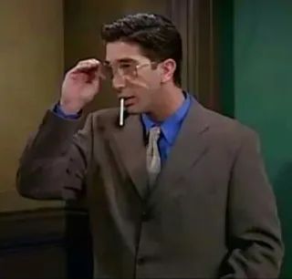 😎 Ross Friends Ross Geller, David Schwimmer, papieros, palenie, Przyjaciele, sitcom, okulary, tytoń telegram sticker