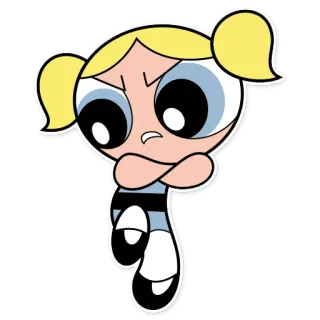 😒 Bubbles The Powerpuff Girls Cartone animato, Ragazza, Arrabbiata, Powerpuff, Bionda telegram sticker