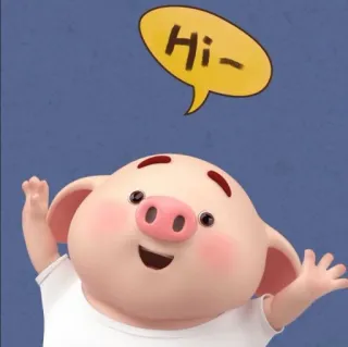 🐽 Hi- cochon, animal, mignon, dessin animé, salut, salutation telegram sticker