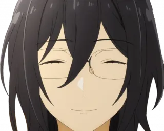 🙂 anime, sorrindo, retrato, óculos, Horimiya telegram sticker