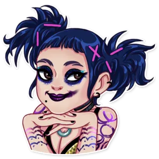 ☺️ kartun, emo, gothic, karakter, gadis, wanita, potret telegram sticker