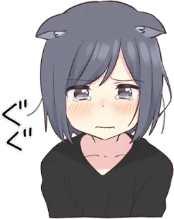 😿 ぐ anime, crying, sad, girl, cat ears, manga telegram sticker