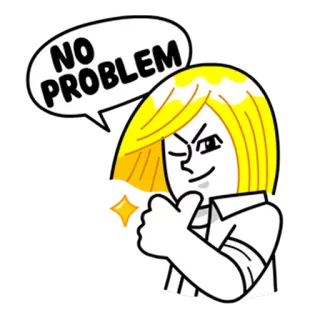 😉 NO PROBLEM нет проблем, окей, мультфильм, одобрение telegram sticker