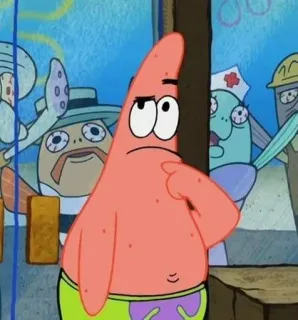 🌟 Patrick Star SpongeBob SquarePants Patrick Stella, Spongebob, Cartone animato, Nickelodeon, Pensando, Divertente, Meme telegram sticker